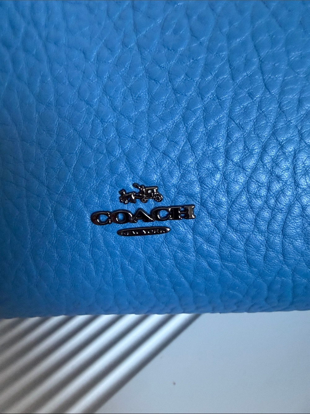 NWT Coach Bright Blue Mercer 30 Satchel with Gunmetal Hardware. - Picture 14 of 15